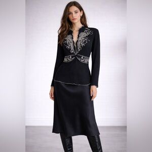 ECI New York - Black Silk Beaded Blouse - 6